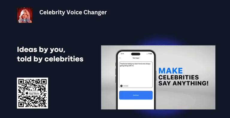 Celebrity Voice Changer AI screenshot and logo