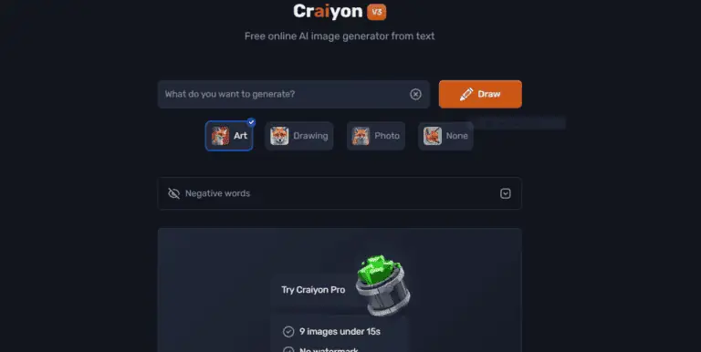 Craiyon screenshot and logo