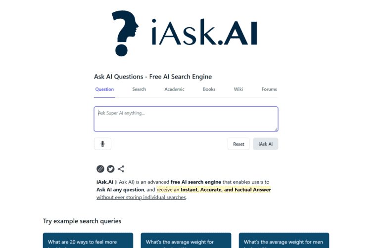 iAsk.AI screenshot and logo