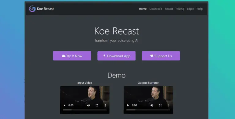 Koe Recast screenshot and logo