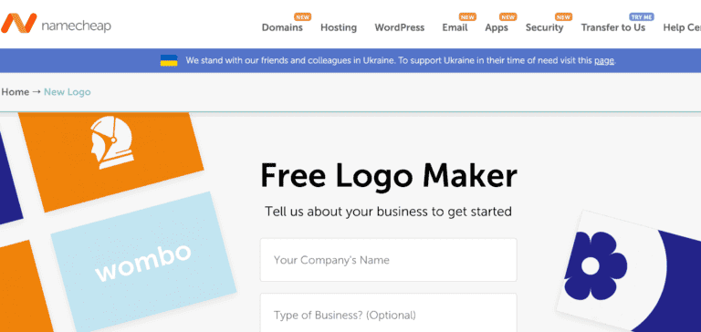 Namecheap Logo Maker screenshot and logo