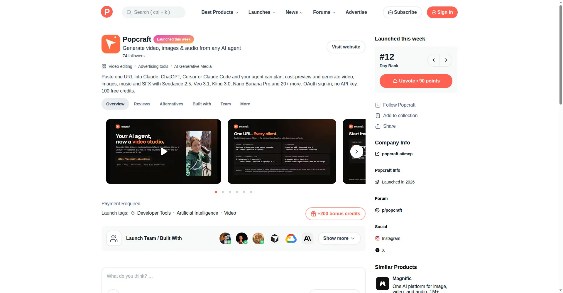 Product Hunt launch