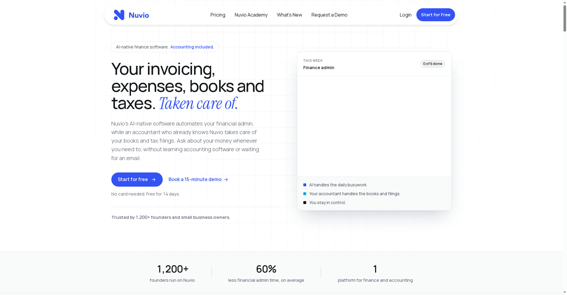 Nuvio homepage