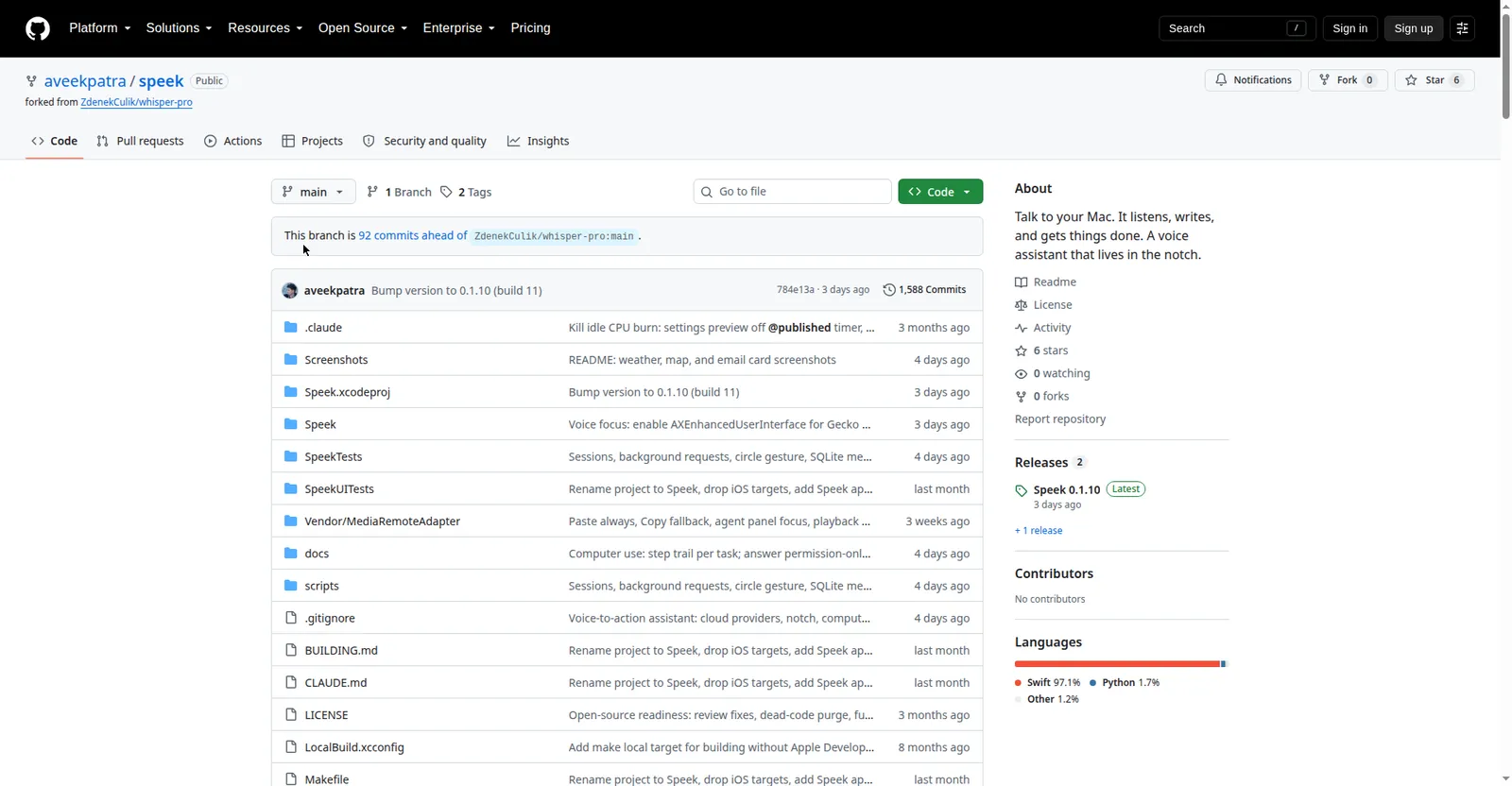 Speek GitHub repository