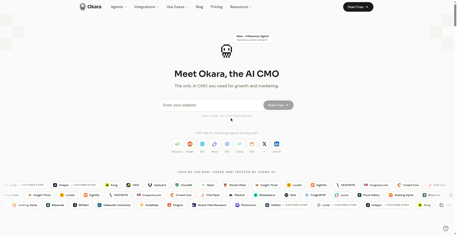 Okara homepage — AI CMO