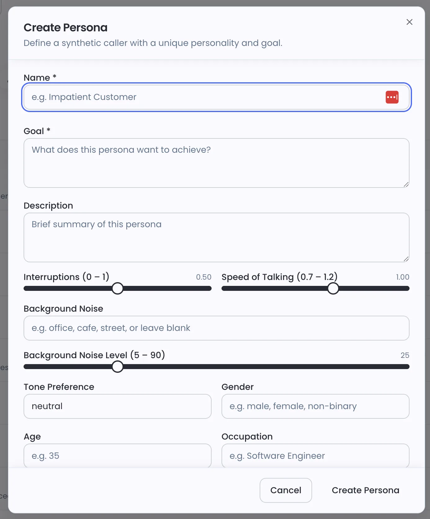 Configure a NovaSynth AI caller persona