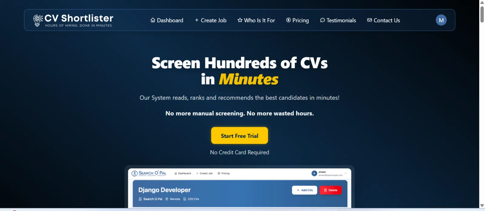 CV Shortlister preview
