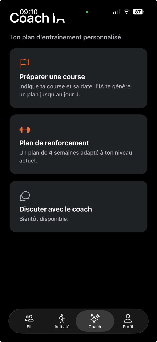 TrailMind Coach tab — race prep, strength plan, and coach chat