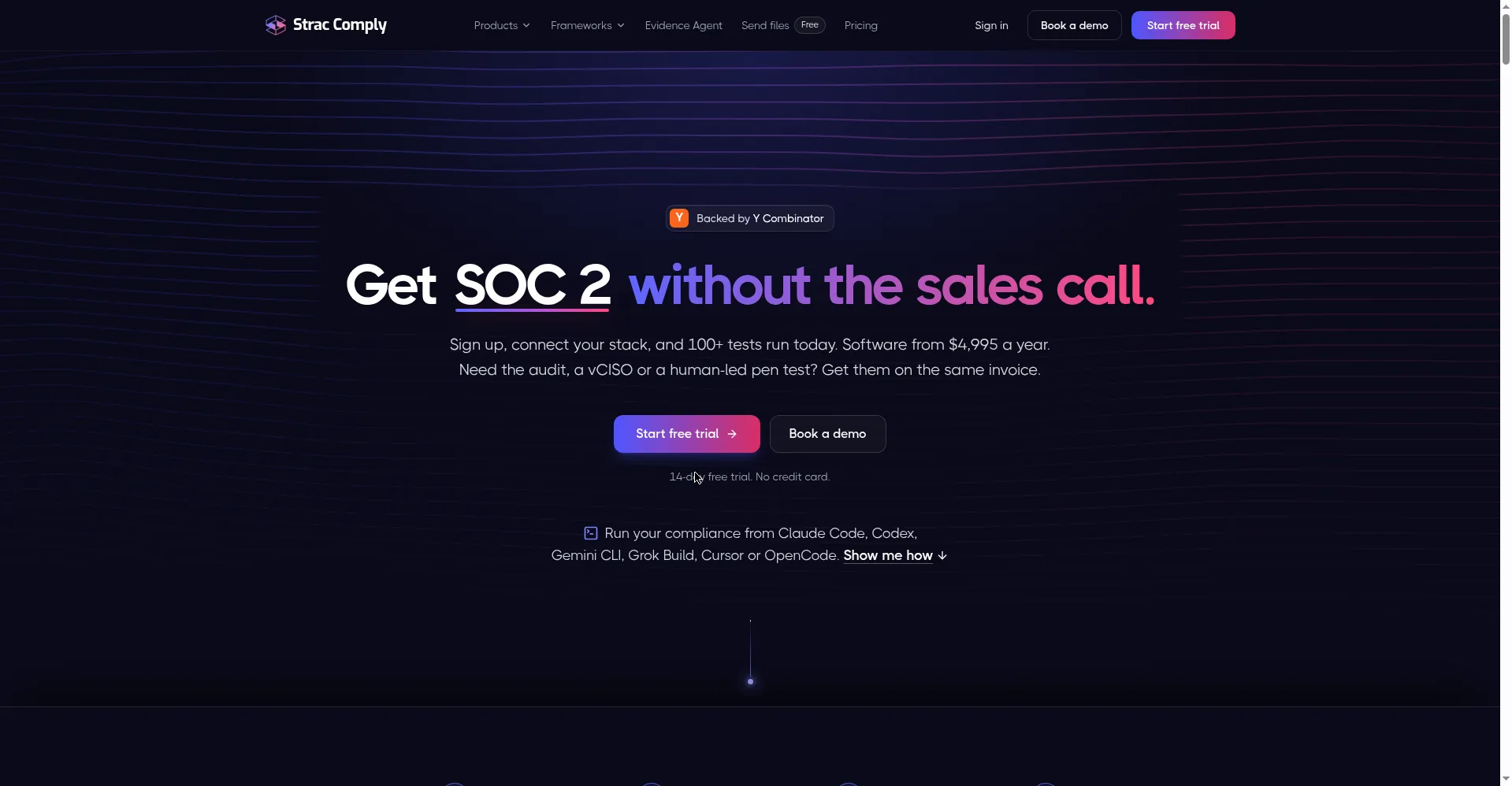 Strac Comply homepage