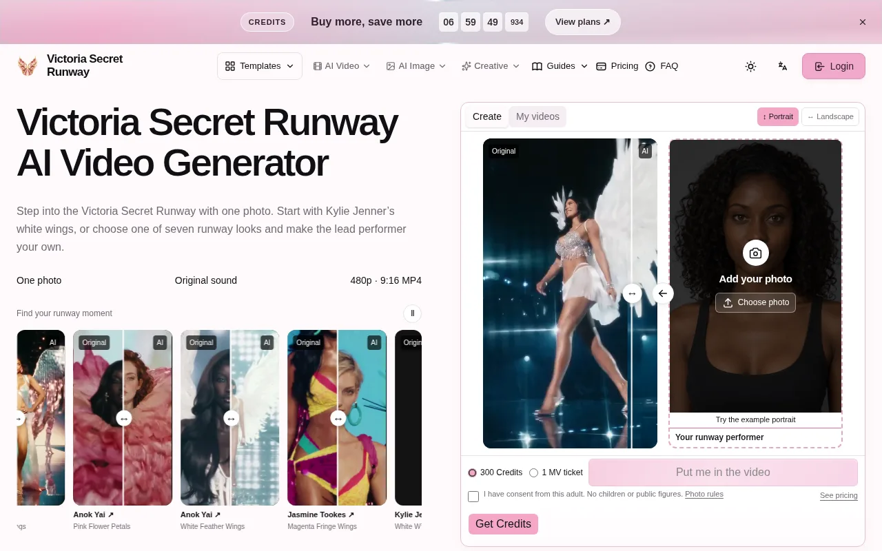 Victoria Secret Runway homepage