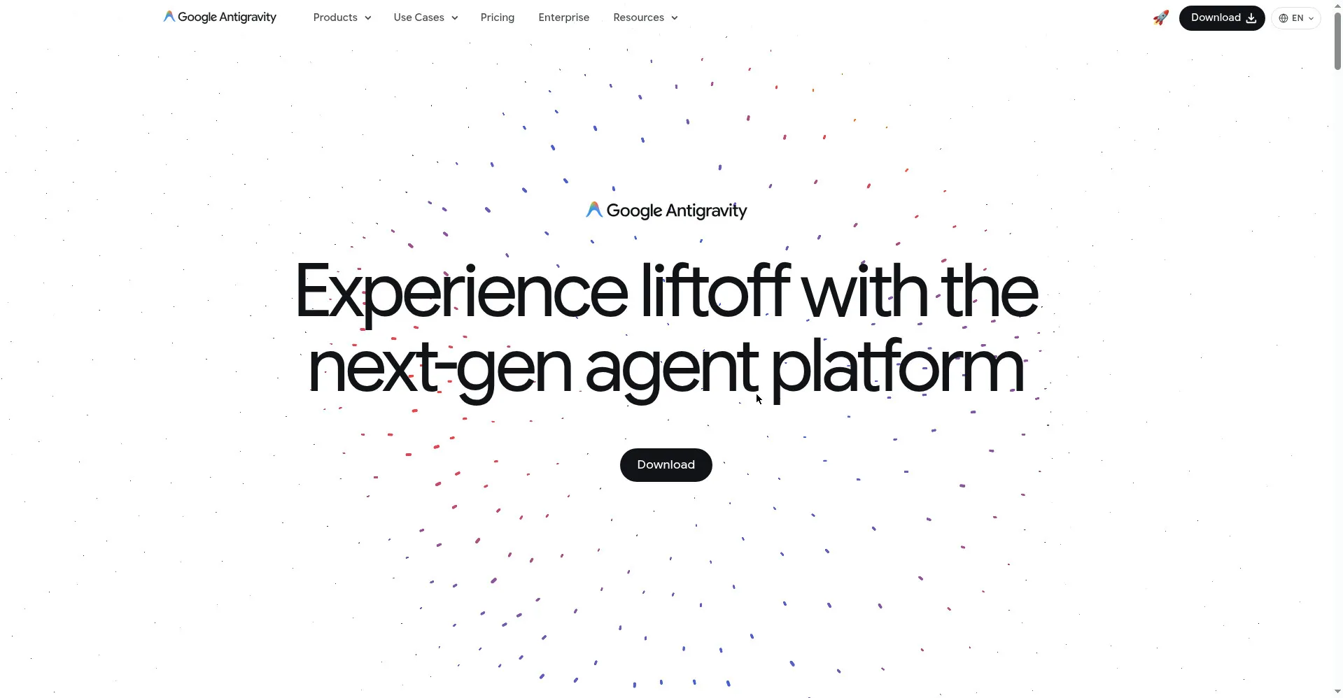 Google Antigravity homepage