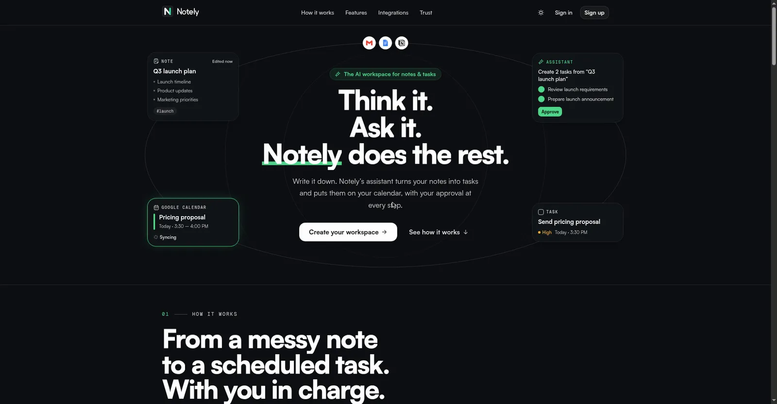Notely homepage hero