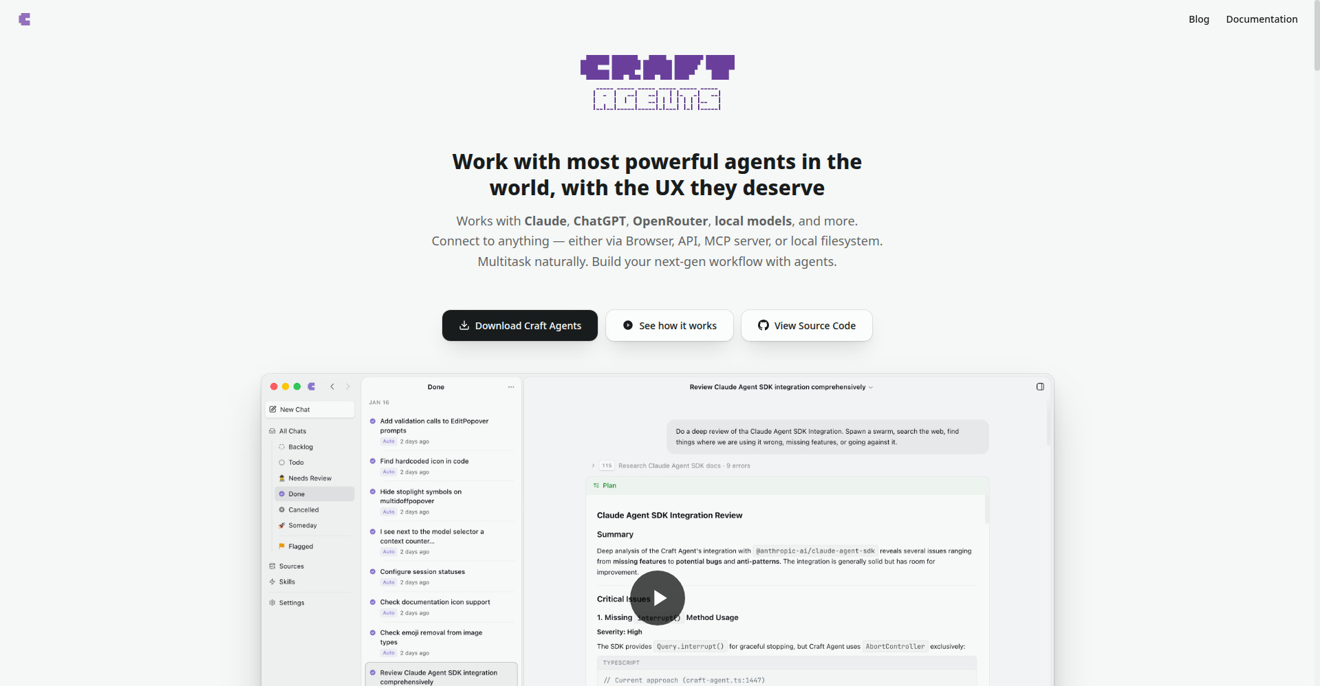 Craft Agents homepage