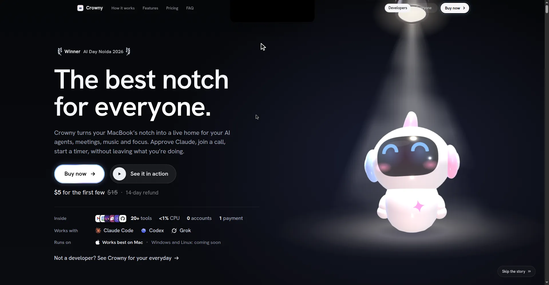 Crowny homepage hero