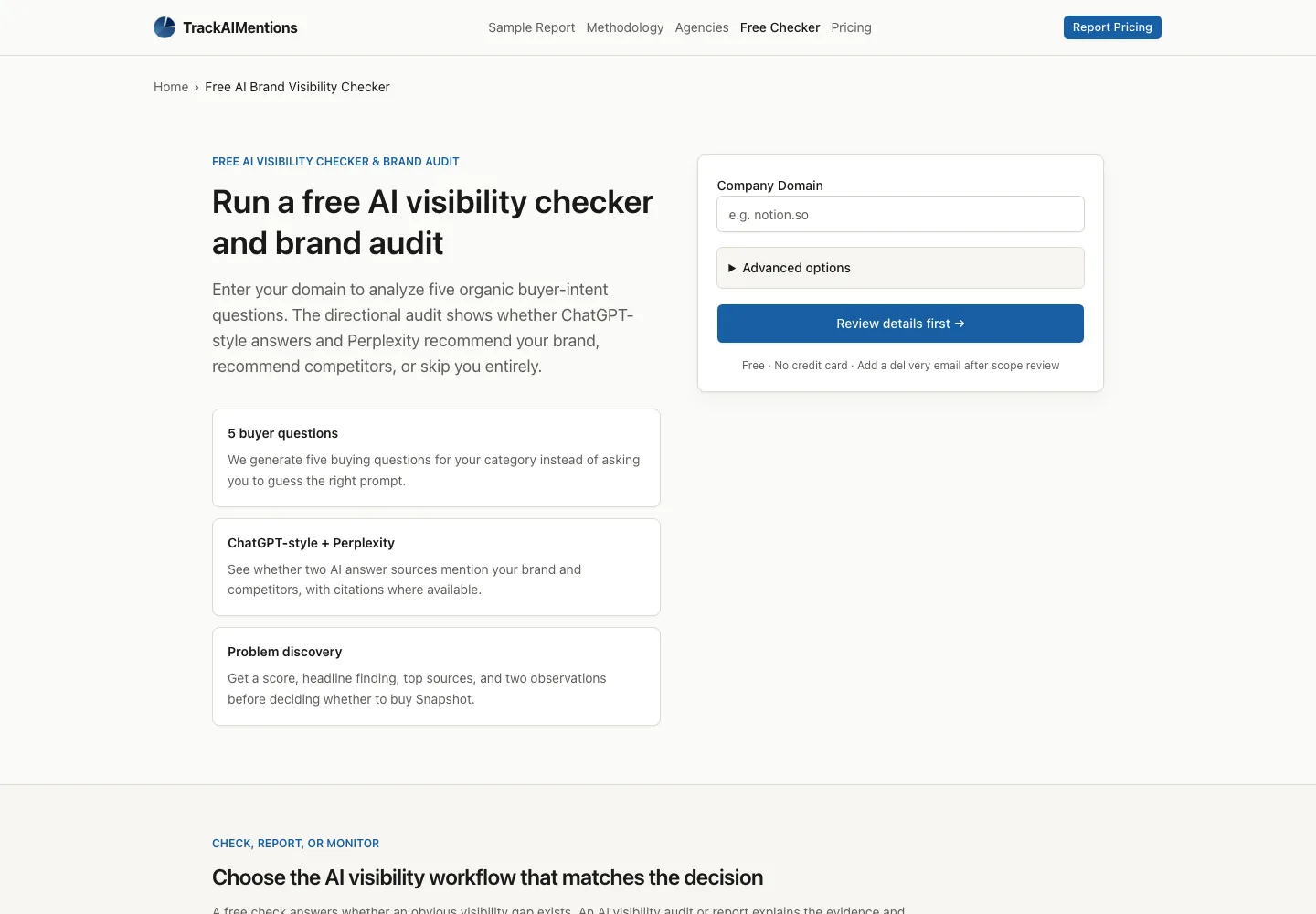 Free AI visibility checker and brand audit