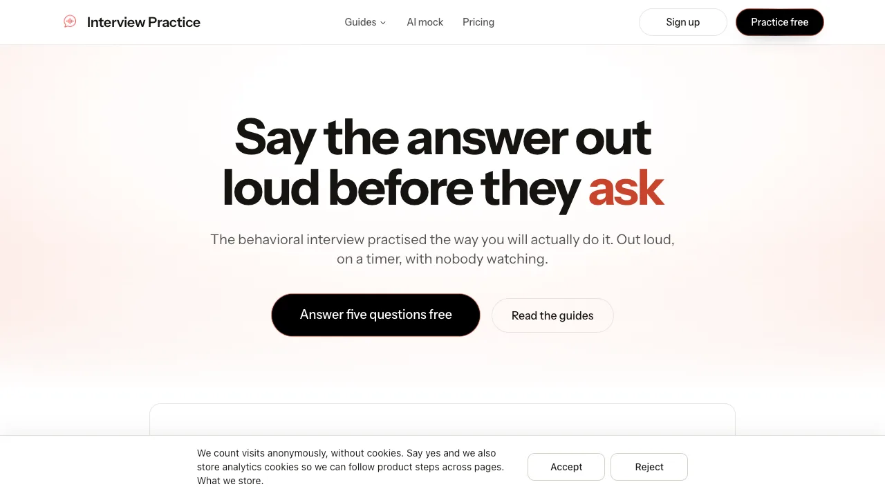 Interview Practice homepage