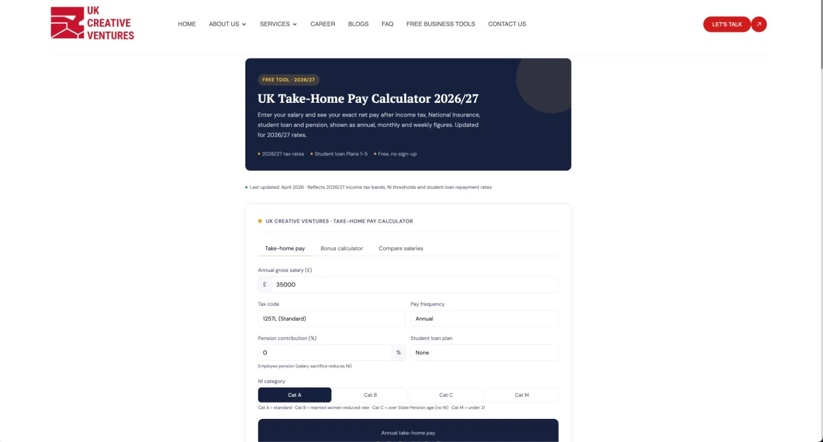 UK Take-Home Pay Calculator preview