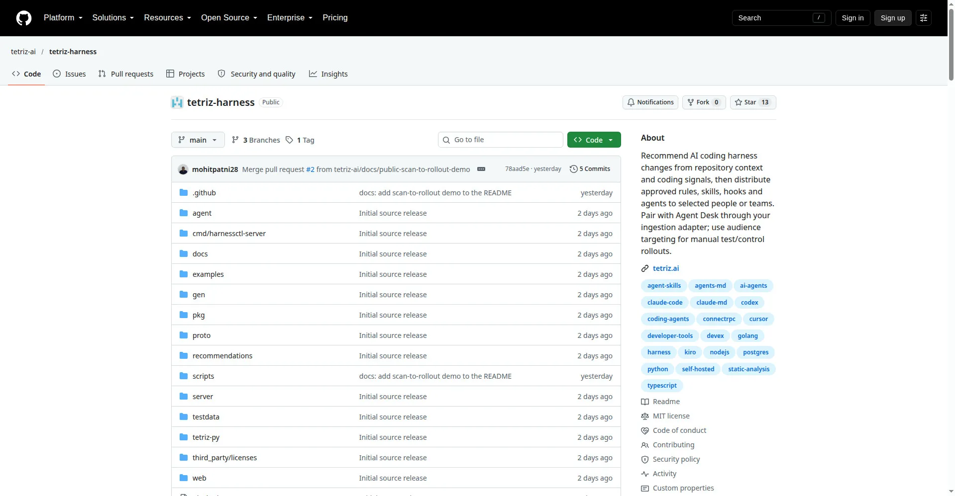 Tetriz Harness on GitHub