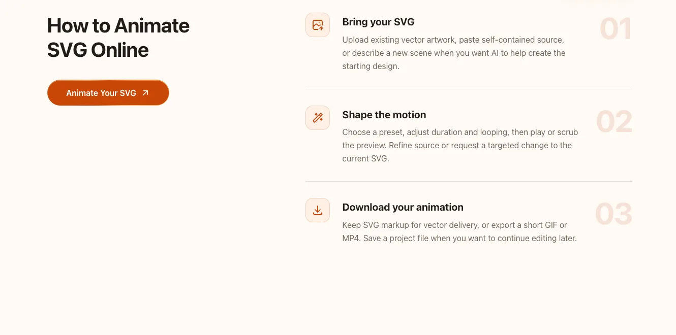 SVG Animation homepage: bring SVG, shape motion and download
