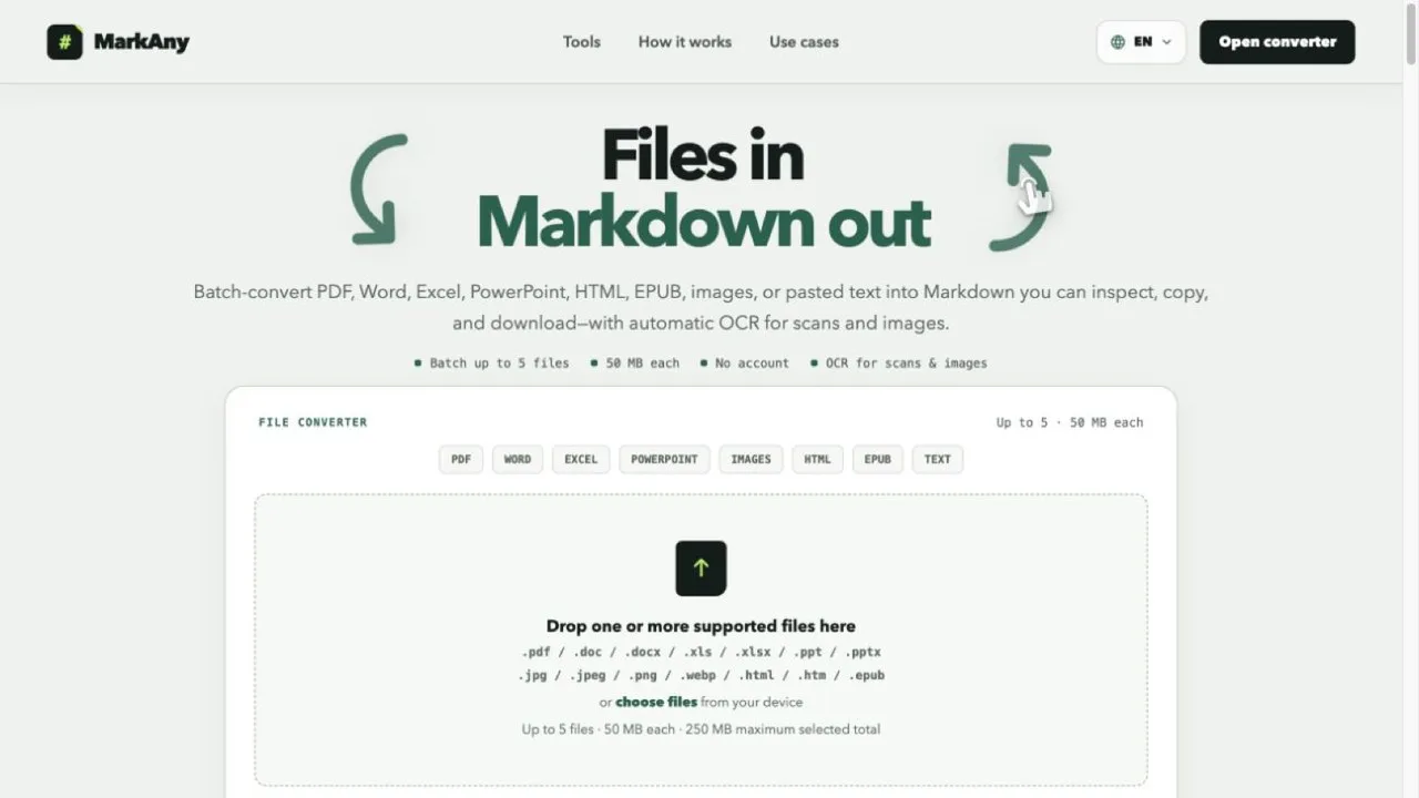 MarkAny converts files to Markdown