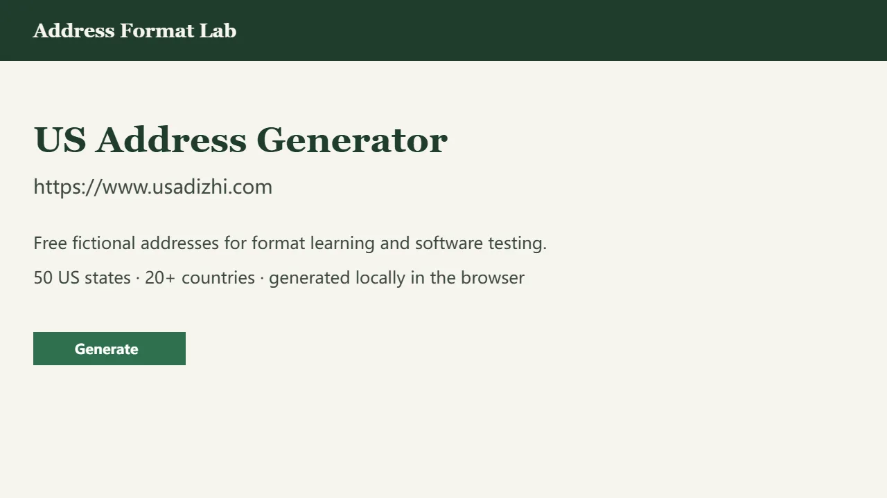 Address Format Lab preview