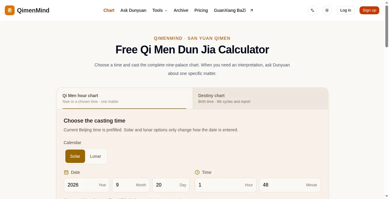 QimenMind Qimen Dunjia chart