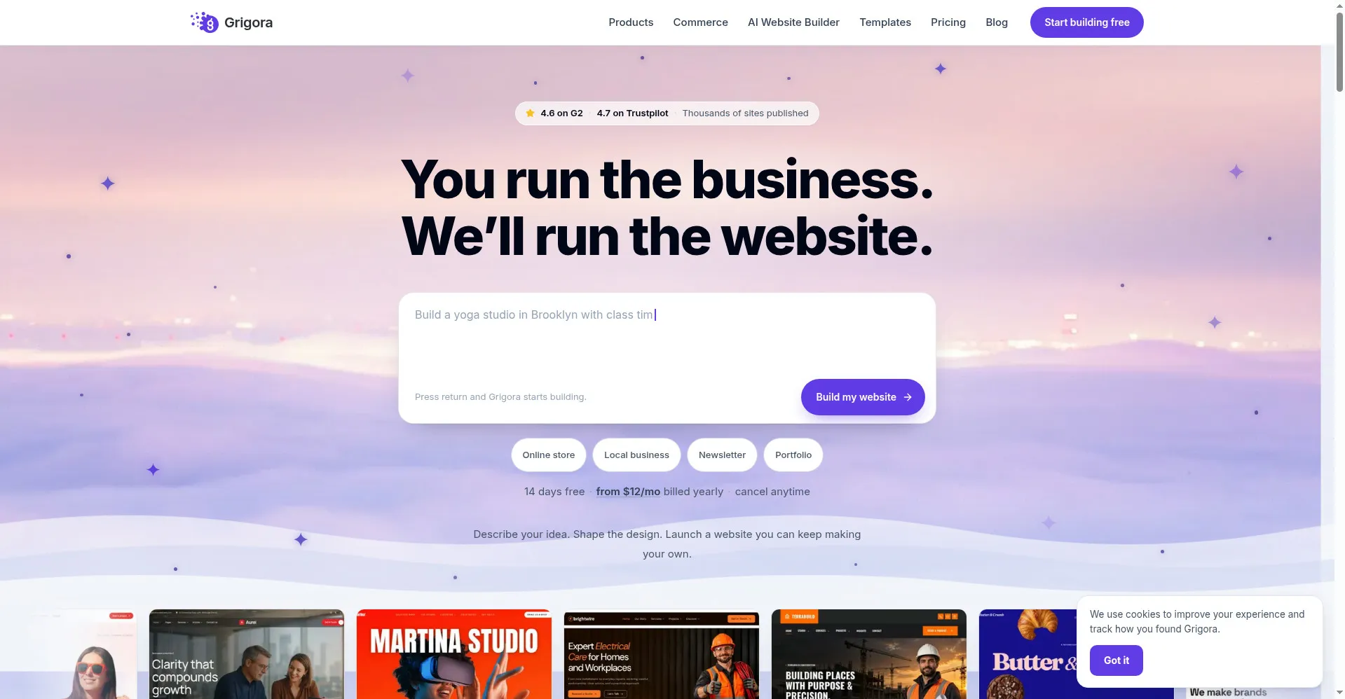 Grigora homepage