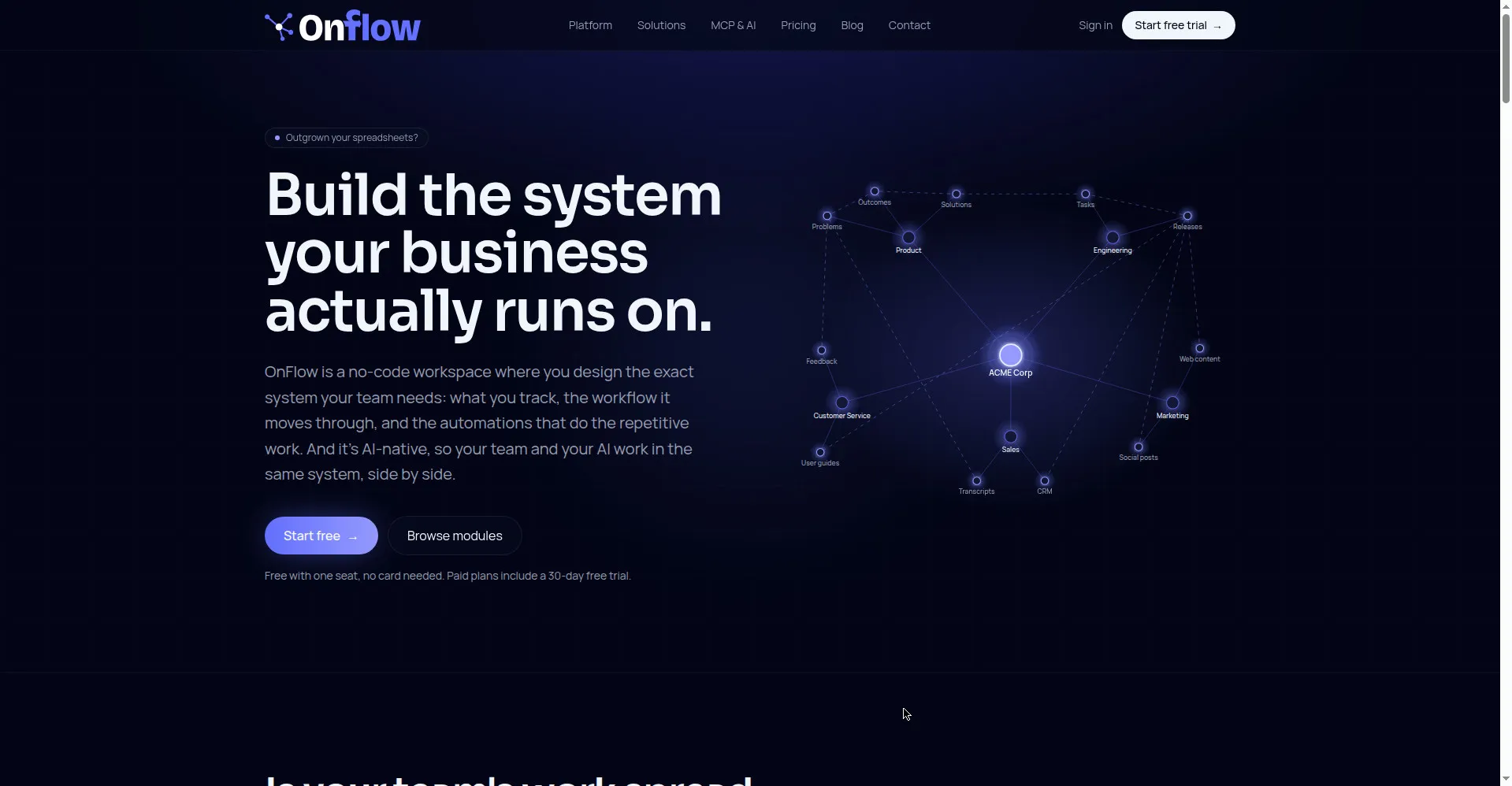 Homepage hero — build the system your business runs on