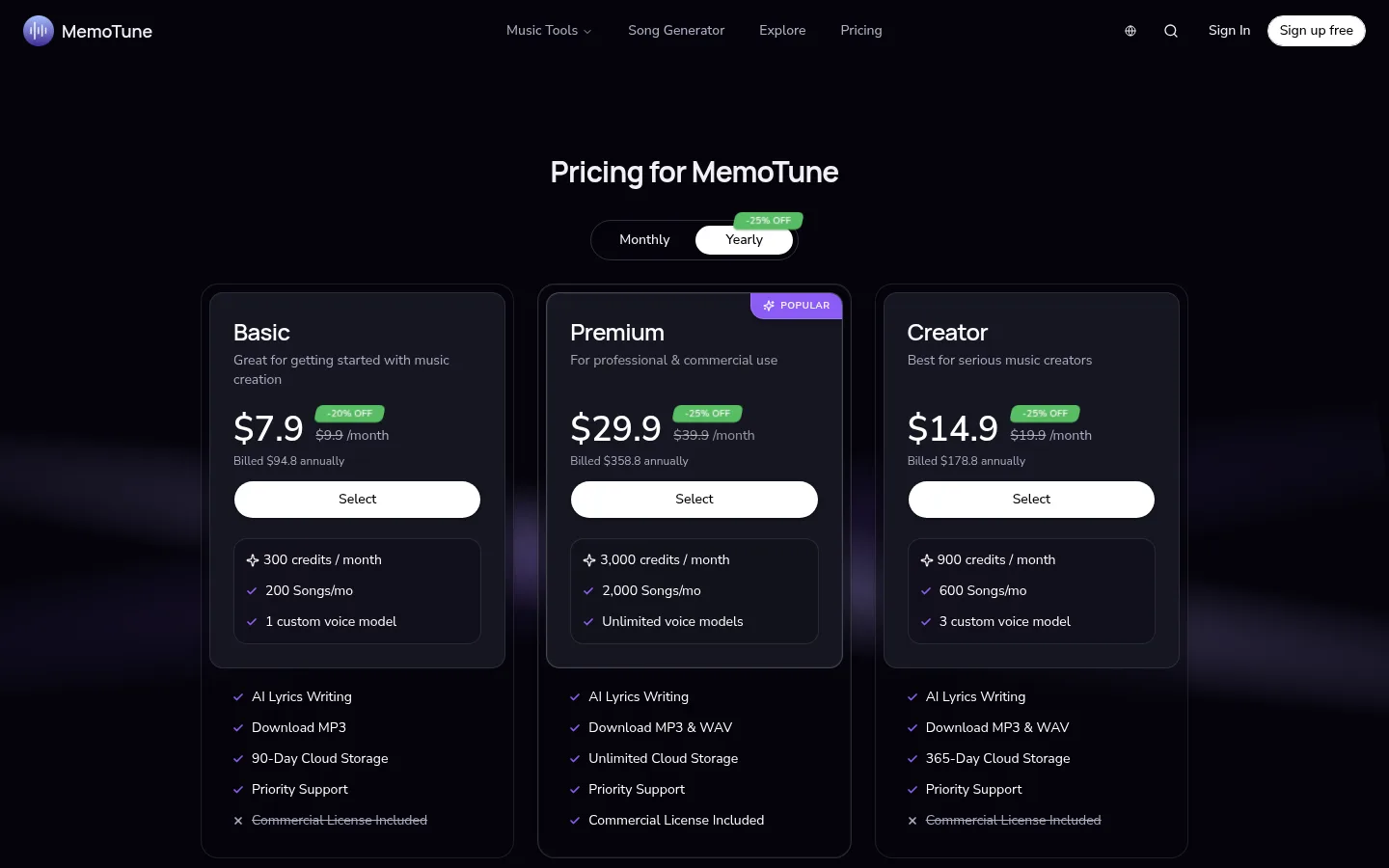 MemoTune homepage