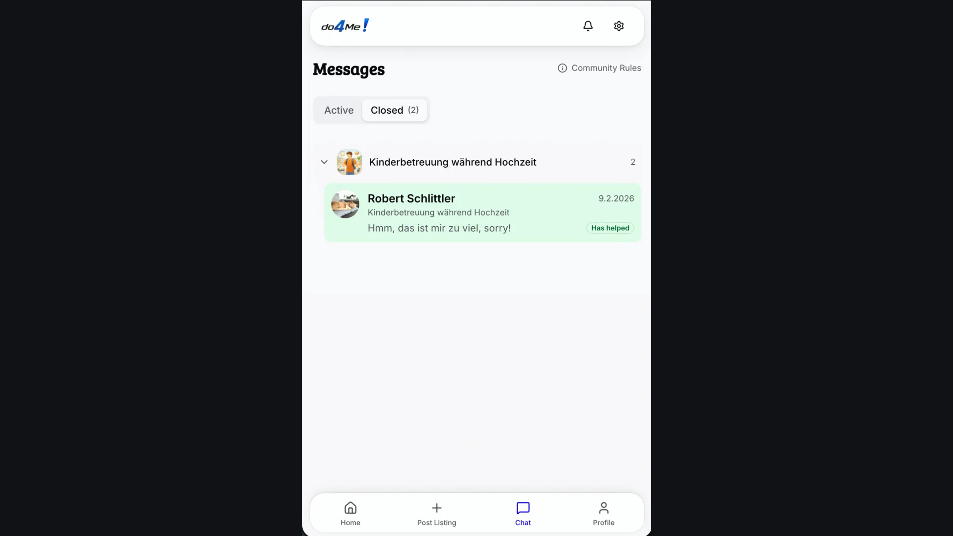 Do4Me chat with a student helper