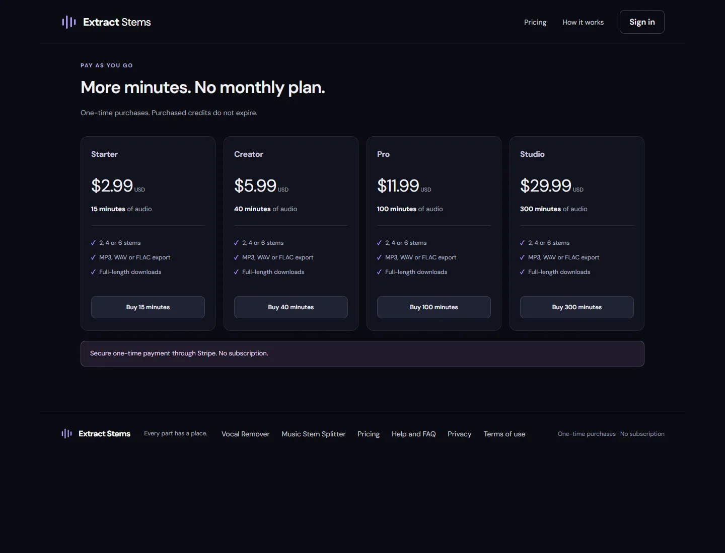 Extract Stems screenshot