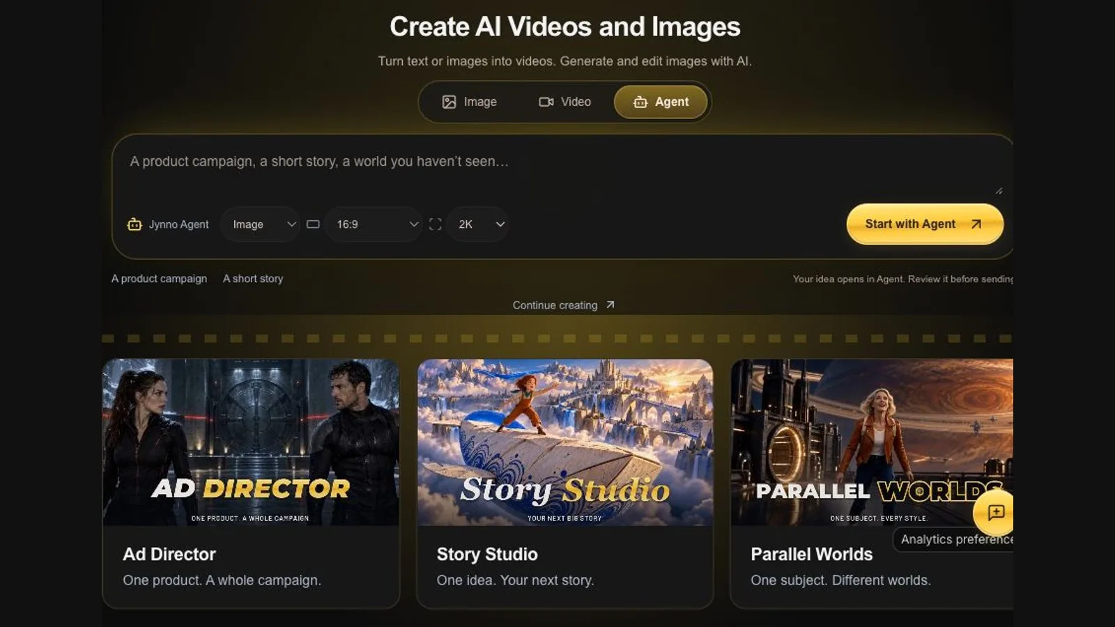 Jynno AI creative studio interface