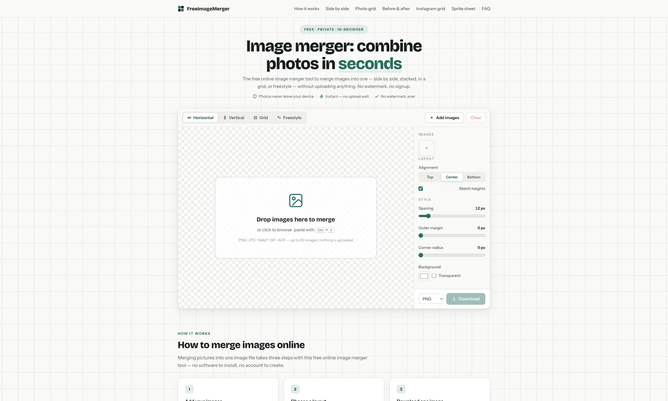 Free Image Merger workspace