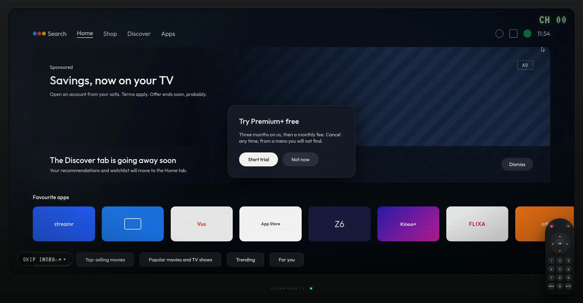 Interactive demo: what an ad-filled TV home screen looks like