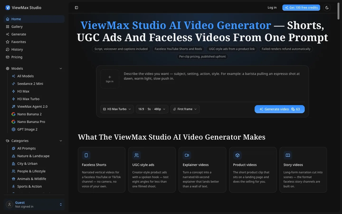 ViewMax Studio AI video generator for shorts