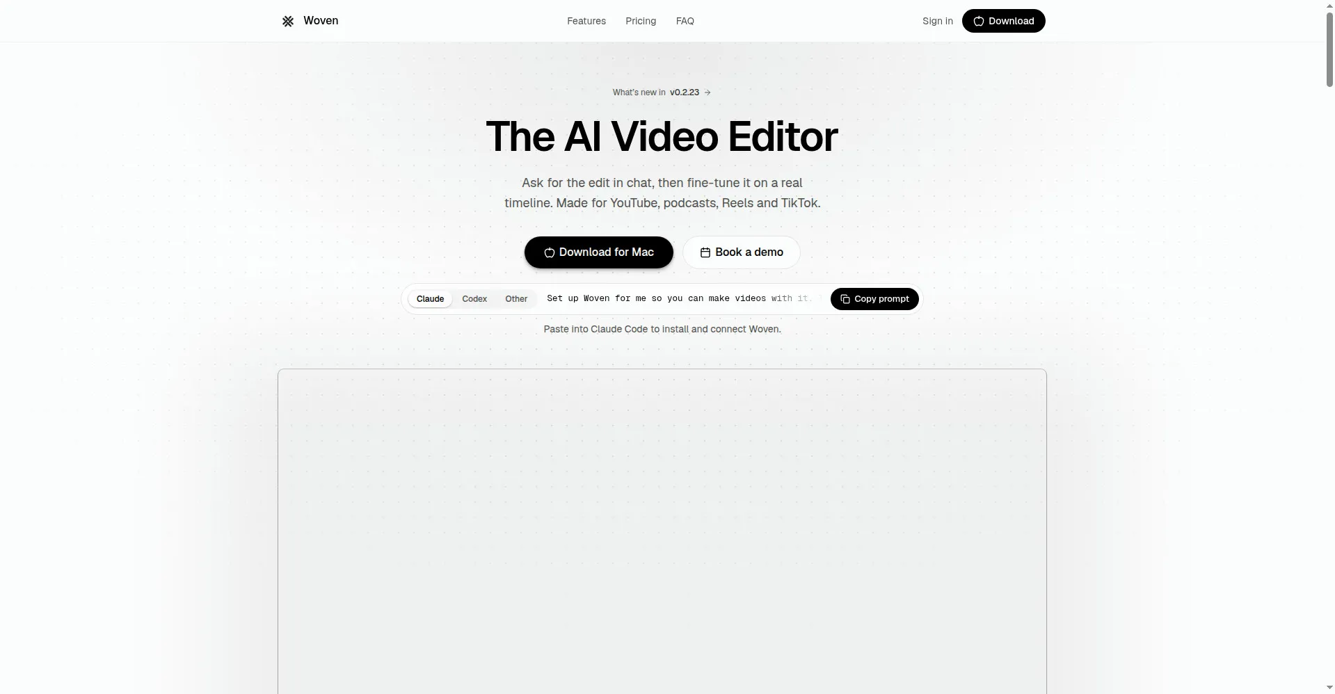 Homepage: The AI Video Editor
