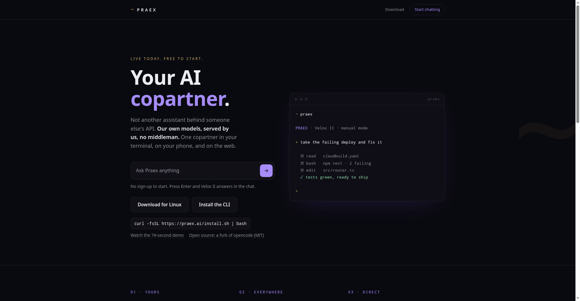 Praex homepage