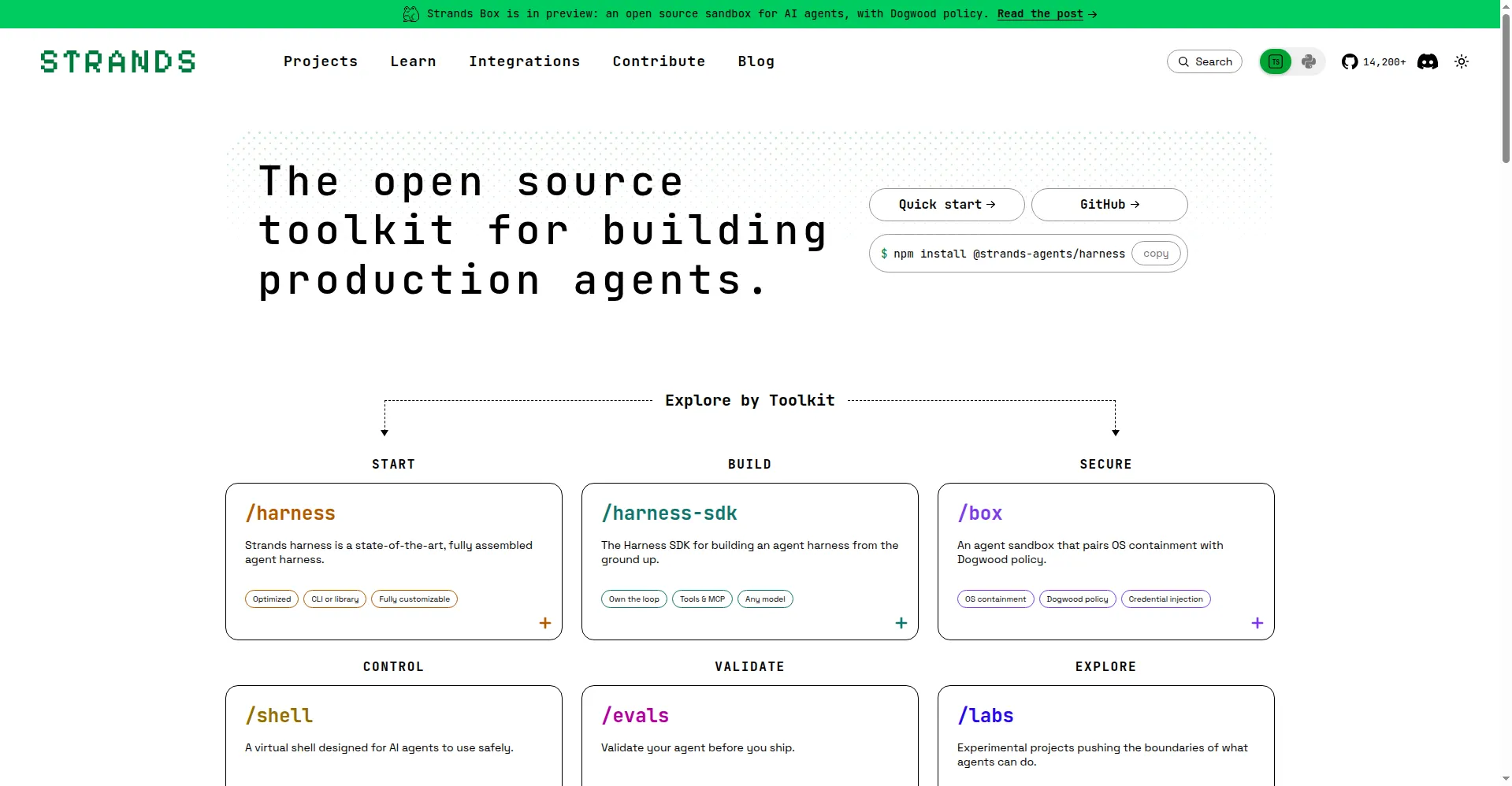 Strands Agents homepage