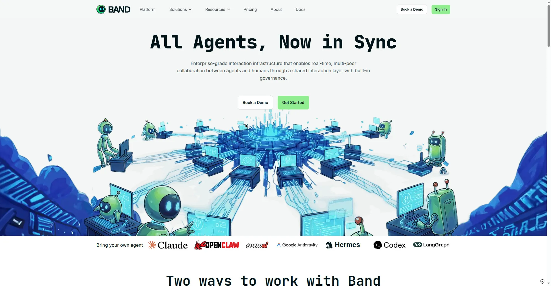 BAND for Developers homepage