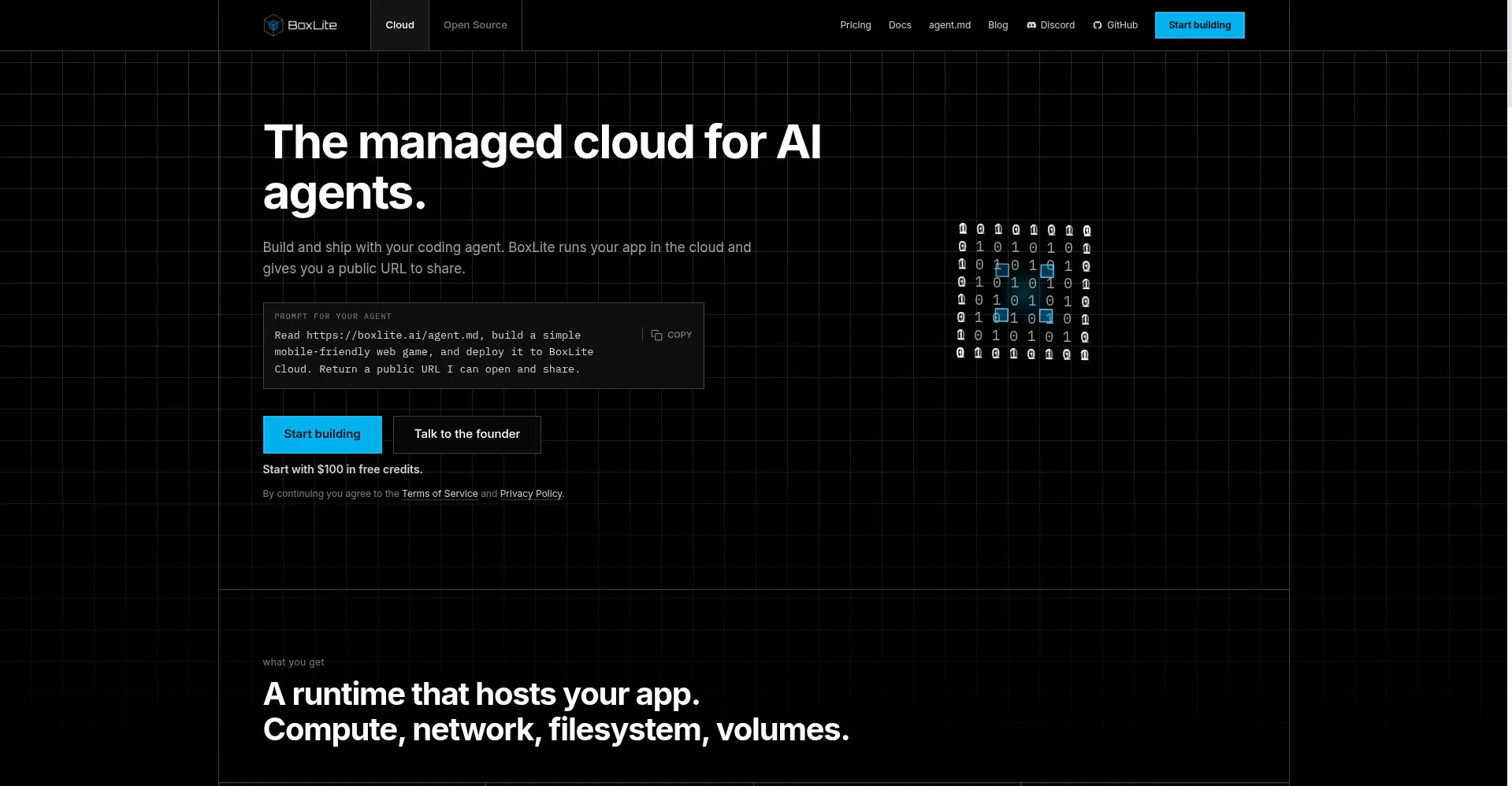 BoxLite Cloud homepage