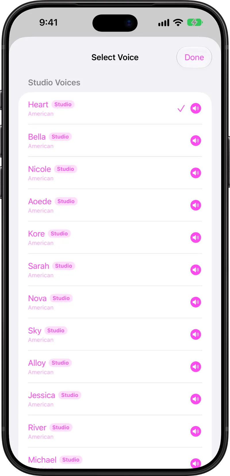 Studio Voices picker