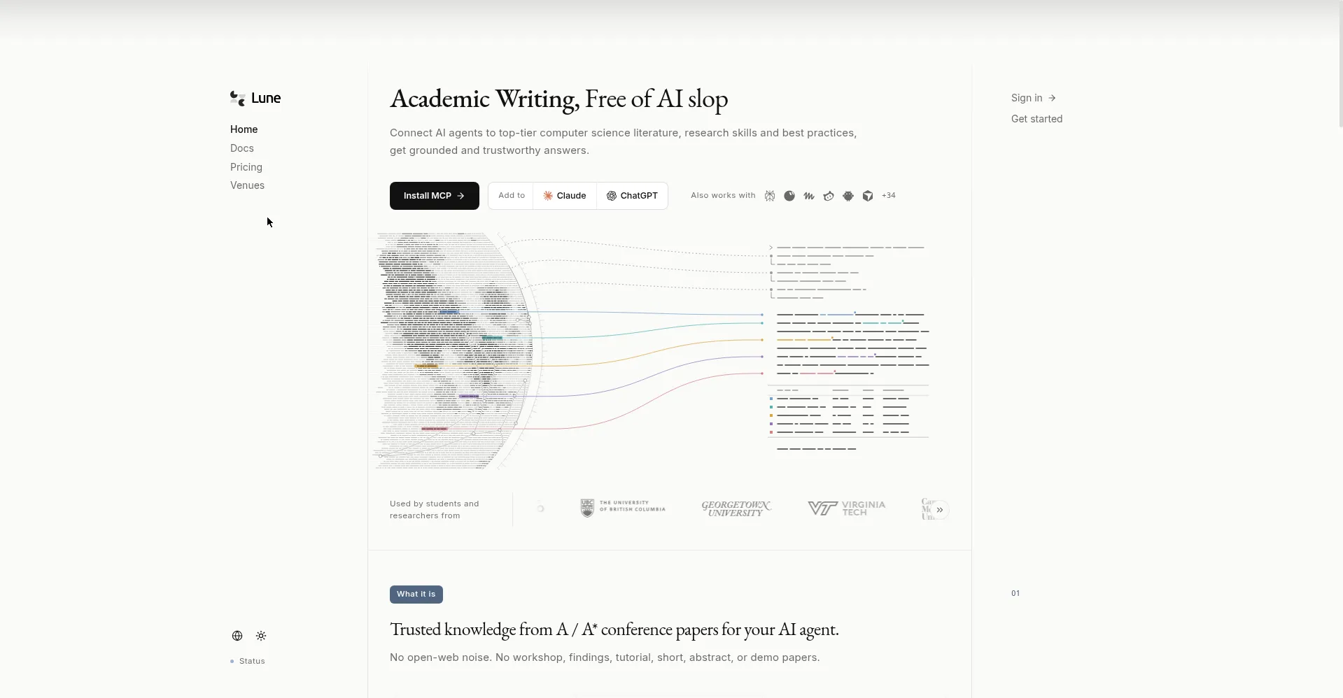 Lune homepage — AI research, free of AI slop