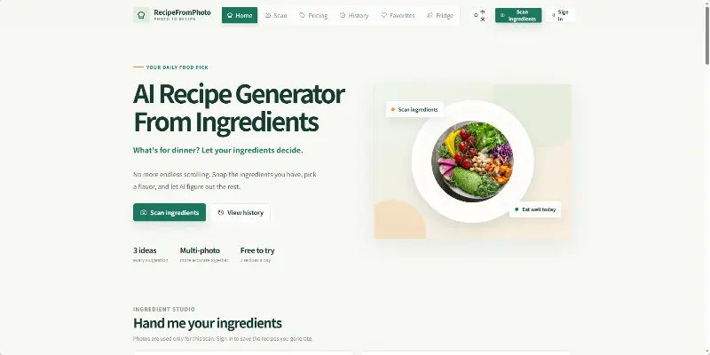 AI Recipe Generator From Ingredients preview