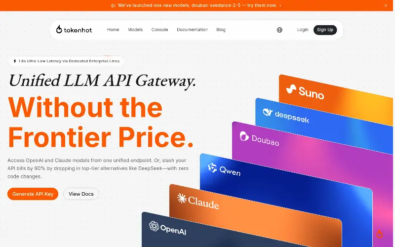 Tokenhot LLM API Gateway preview