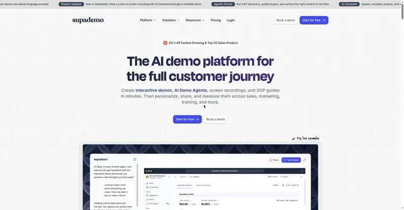 Supademo AI Demo Agent preview