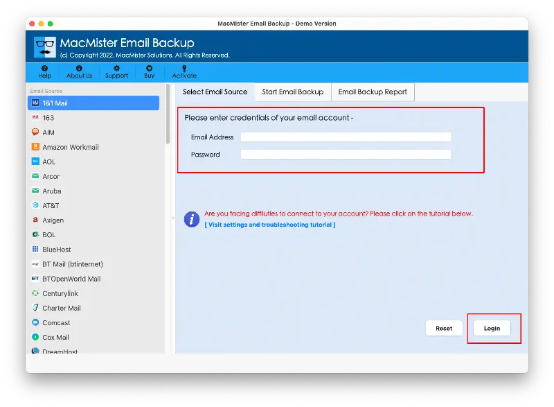 MacMister Email Backup Tool for Mac preview