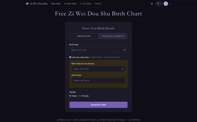 Zi Wei Dou Shu preview