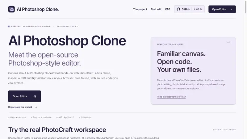 AI Photoshop Clone — Independent PhotoCraft Host preview