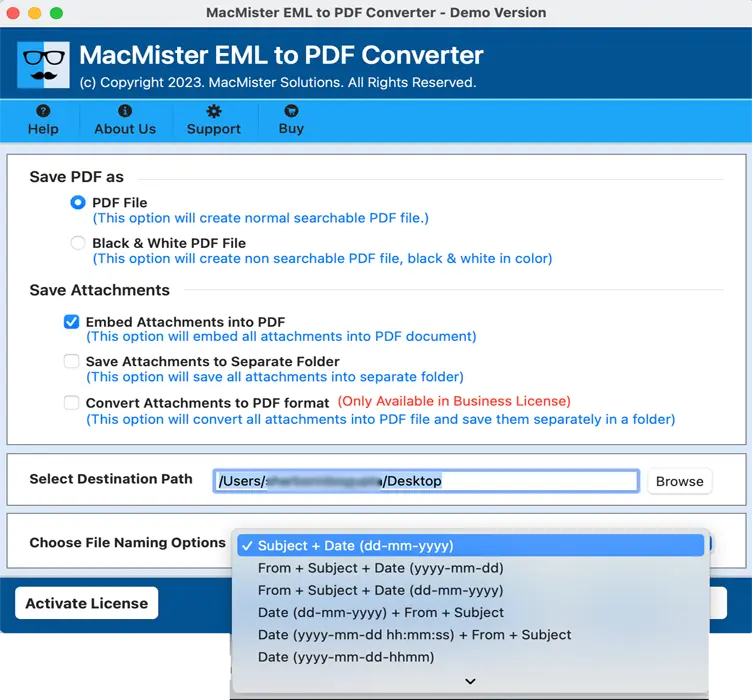 MacMister EML to PDF Converter for Mac preview