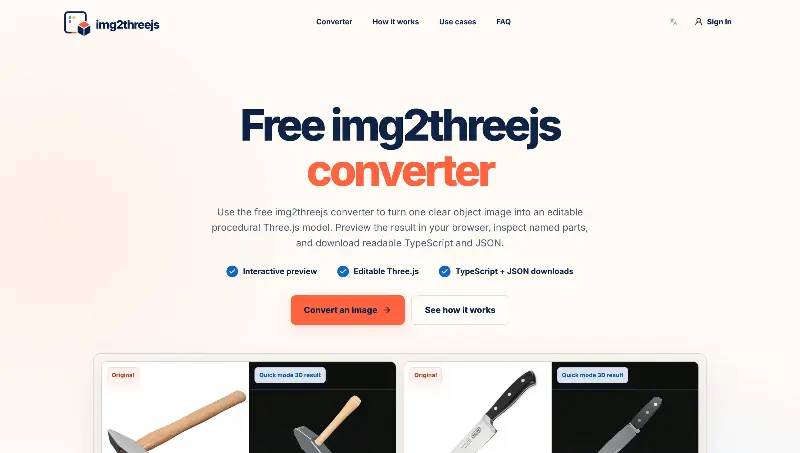 Img2threejs converter online preview